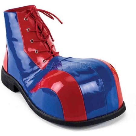 One Size | CLOWN-05 | Adult Red-Blue Pat Bump Toe Clown Shoe